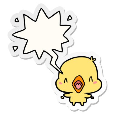 karikatür mutlu kuş ve konuşma kabarcık etiket