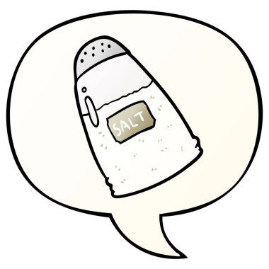 düzgün degrade tarzında karikatür tuz shaker ve konuşma balonu