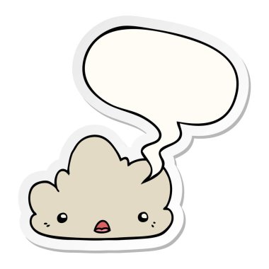 sevimli karikatür bulut ve konuşma balonu etiket