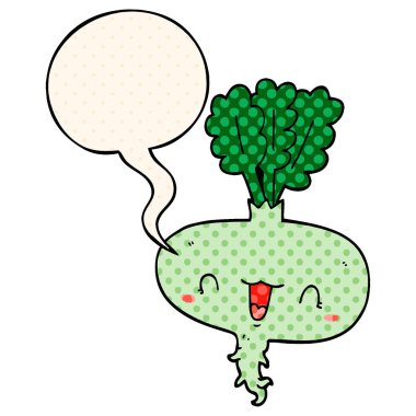 çizgi roman tarzında karikatür şalgam ve konuşma balonu