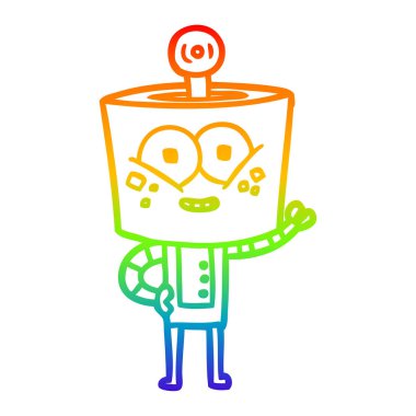 gökkuşağı degrade çizgi çizim mutlu karikatür robot