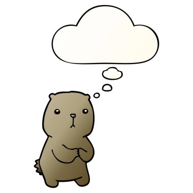 çizgi film endişeli ayı ve pürüzsüz degrade tarzında kabarcık düşünce