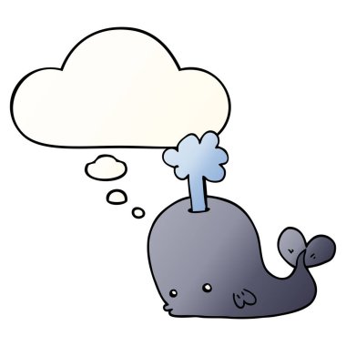 karikatür balina ve pürüzsüz degrade tarzında düşünce balonu
