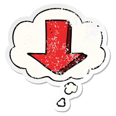 çizgi film işaret ok ve sıkıntılı yıpranmış s olarak kabarcık düşünce