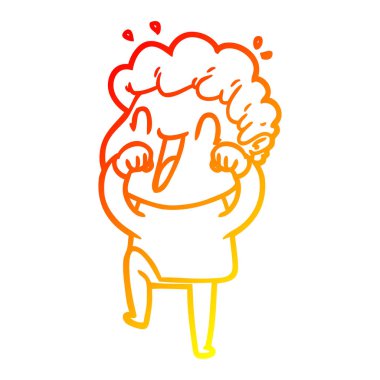 sıcak degrade çizgi çizim karikatür mutlu adam