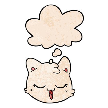 karikatür kedi yüz ve grunge doku desen st düşünce balonu