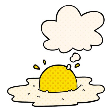 çizgi film kızarmış yumurta ve çizgi roman tarzında düşünce balonu