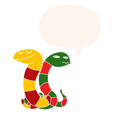 retro tarzında karikatür yılan ve konuşma balonu