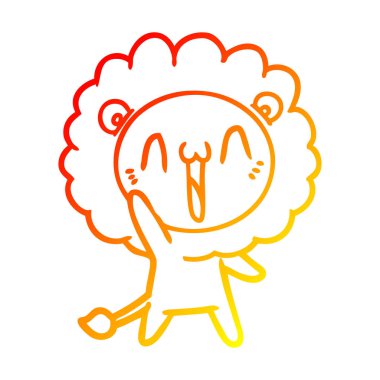 sıcak degrade çizgi çizim mutlu karikatür aslan