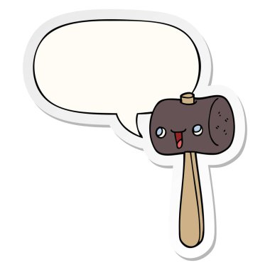 karikatür tokmak ve konuşma balonu etiket