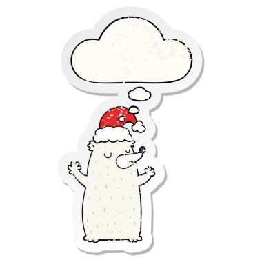 sevimli karikatür noel ayı sıcağa ve sıkıntılı bir w olarak kabarcık düşünce