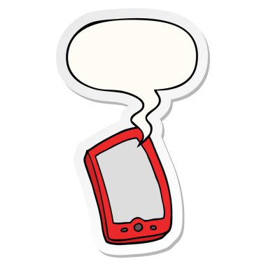 karikatür cep telefonu ve konuşma balonu etiket