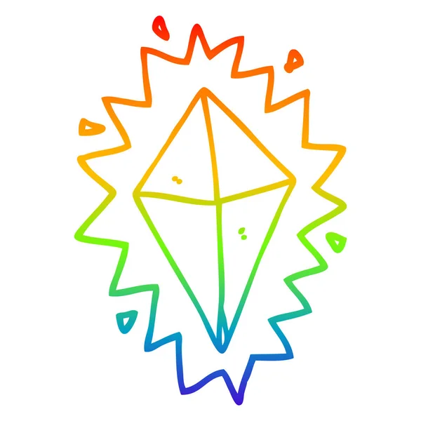 Arco iris gradiente línea dibujo dibujos animados diamante — Archivo Imágenes Vectoriales