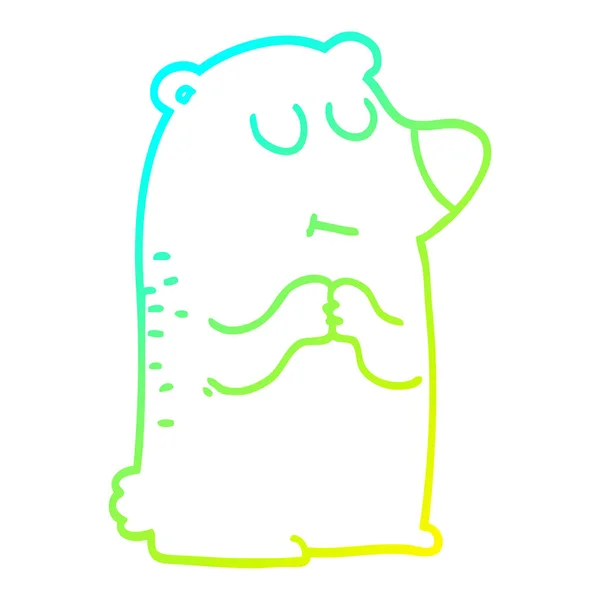 Línea de gradiente frío dibujo dibujos animados oso polar — Vector de stock