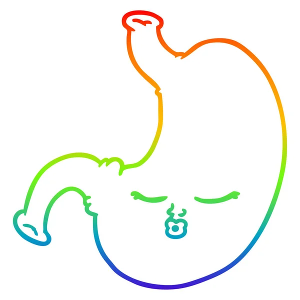 Linea gradiente arcobaleno disegno cartone animato stomaco — Vettoriale Stock