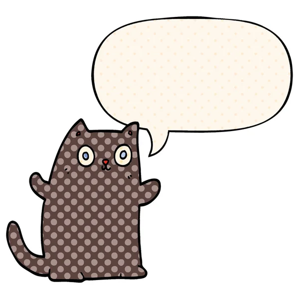 Cartoon kot i bańka mowy w komiksowym stylu książki — Wektor stockowy