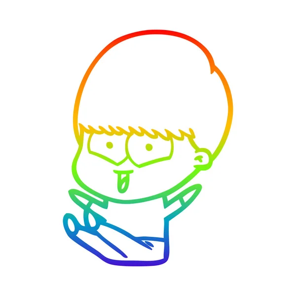 Regenboog gradiënt lijntekening cartoon Happy Boy — Stockvector