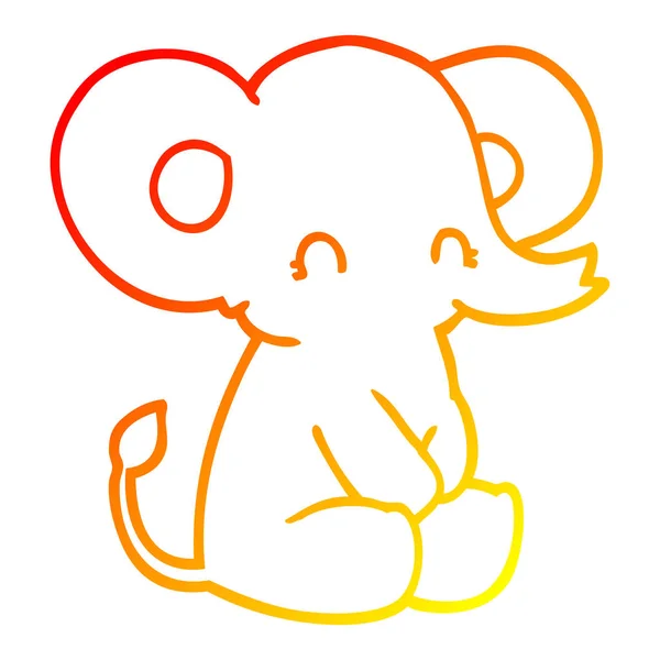 Gradient chaud ligne dessin mignon dessin animé éléphant — Image vectorielle