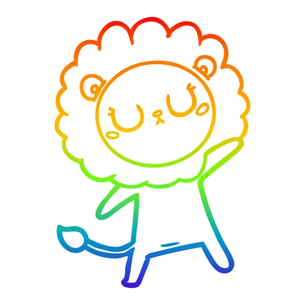 Regenboog gradiënt lijntekening cartoon Leeuw — Stockvector