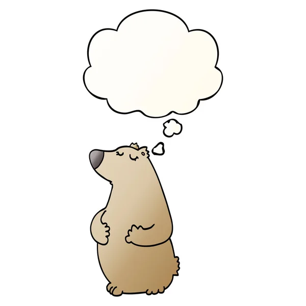 Çizgi film ayısı ve pürüzsüz degrade tarzında düşünce balonu — Stok Vektör