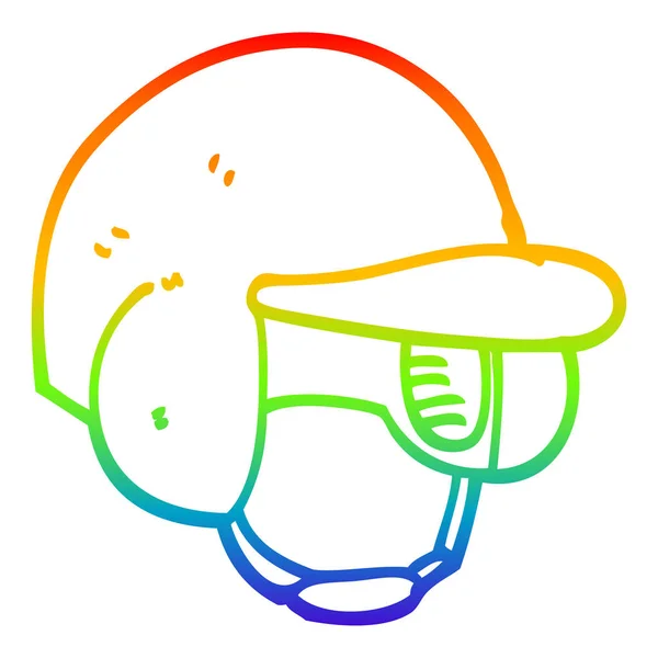 Arco iris gradiente línea dibujo dibujos animados casco de béisbol — Vector de stock