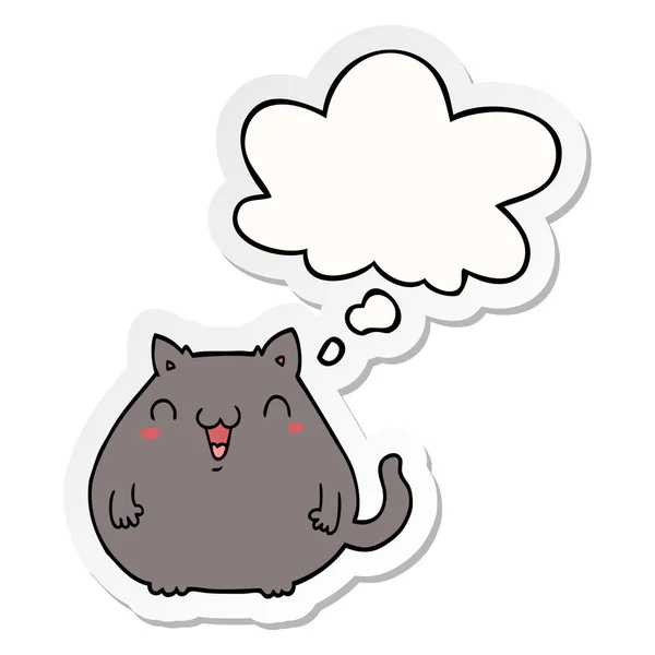 Chat dessin animé et bulle de pensée comme un autocollant imprimé — Image vectorielle