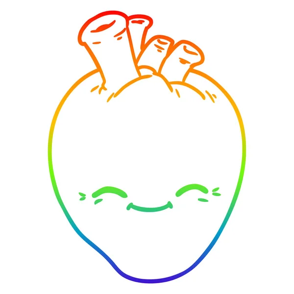 Arco-íris linha gradiente desenho desenhos animados coração feliz — Vetor de Stock