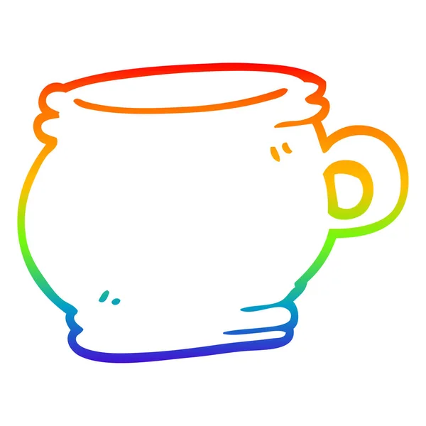 Regenbogen Gradienten Linie Zeichnung Cartoon Cup — Stockvektor