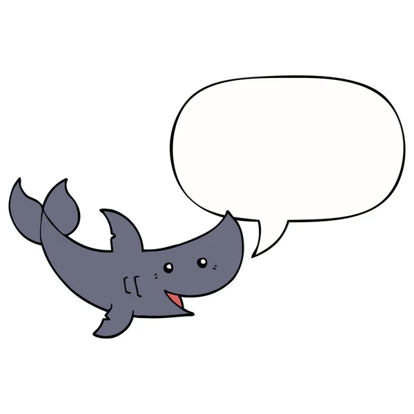 Tubarão dos desenhos animados e bolha de fala — Vetor de Stock