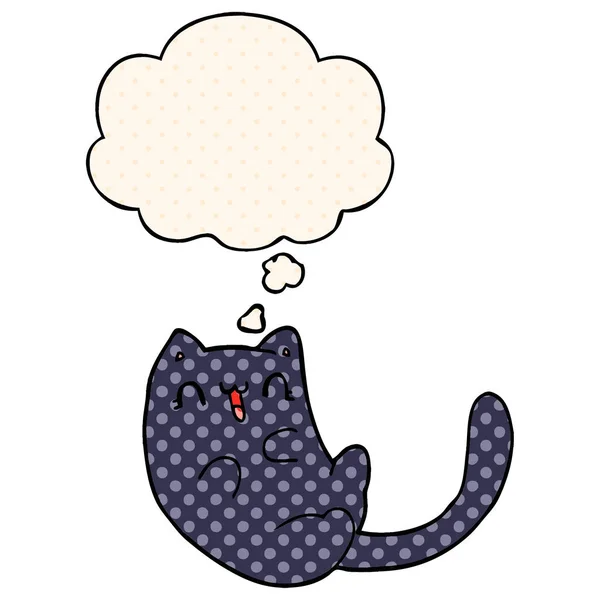 Desenho animado gato e pensamento bolha em estilo de quadrinhos — Vetor de Stock