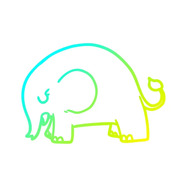 Linha gradiente frio desenho bonito elefante desenhos animados — Vetor de Stock