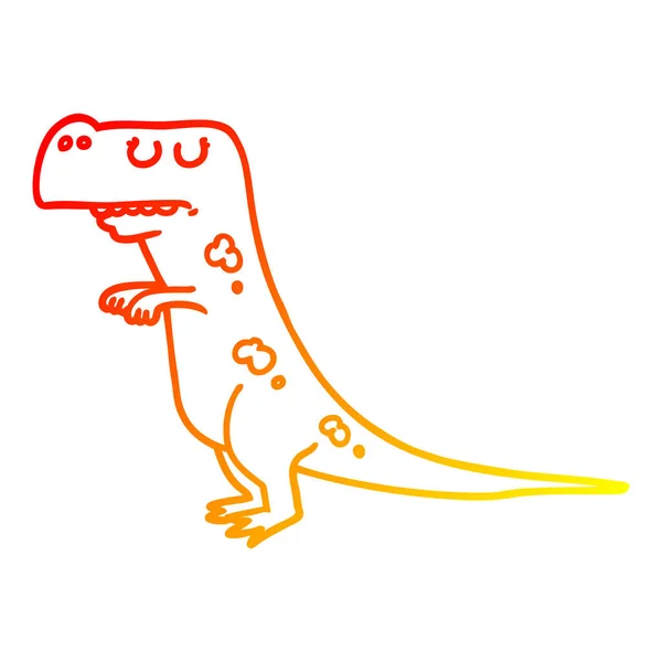 暖かいグラデーションライン描画漫画恐竜 — ストックベクタ