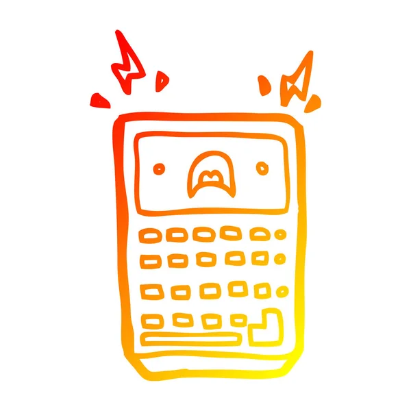 Warme kleurovergang lijntekening cartoon Calculator — Stockvector