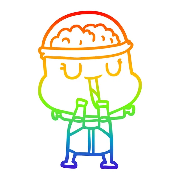 Línea de gradiente arco iris dibujo feliz robot de dibujos animados — Archivo Imágenes Vectoriales