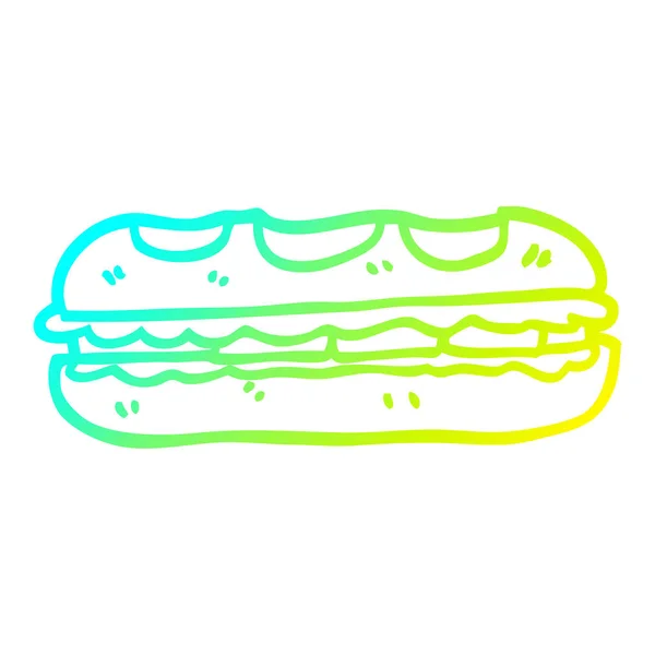 Kalte Gradientenlinie Zeichnung Cartoon leckeres Sandwich — Stockvektor
