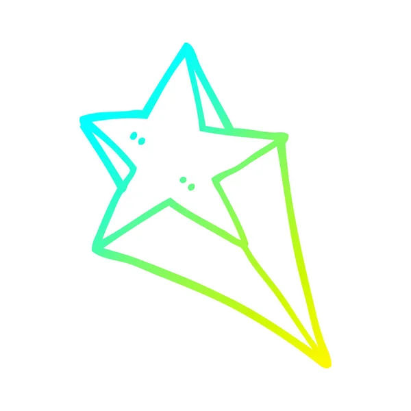 Froid dégradé ligne dessin dessin dessin animé étoile filante — Image vectorielle