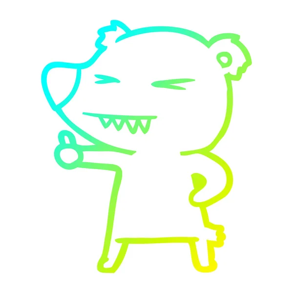 Ligne de dégradé froid dessin ours dessin animé donnant pouces vers le haut — Image vectorielle