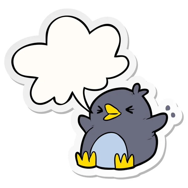 Adesivi pinguino del fumetto e bolla vocale — Vettoriale Stock