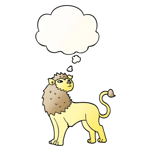 Мультяшный лев и мыслепузырь в гладком градиентном стиле — стоковый вектор