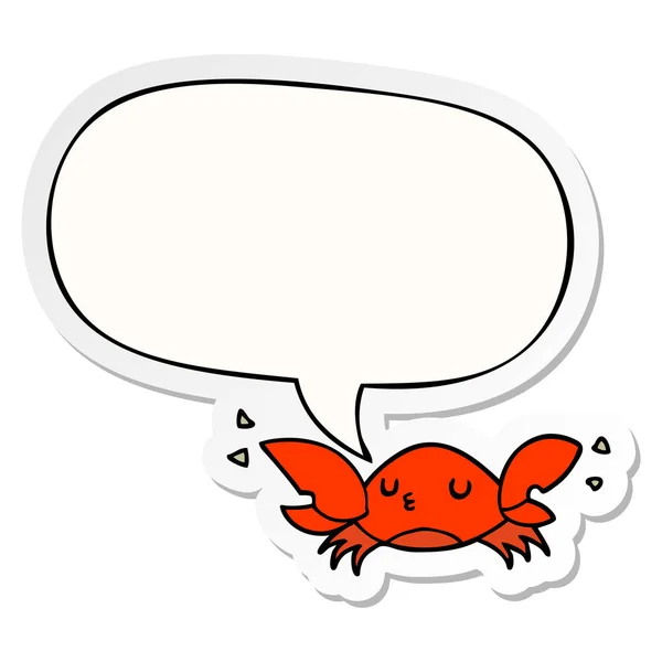 Cartoon krab en toespraak bubble sticker — Stockvector