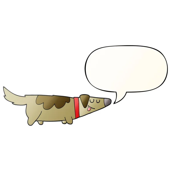 Cartoon hond en toespraak bubble in gladde gradiënt stijl — Stockvector