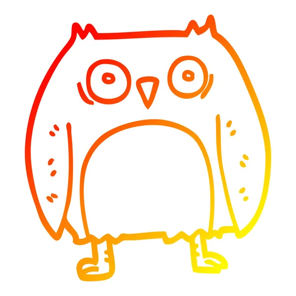 Warm gradient line drawing funny cartoon owl — Stock Vector