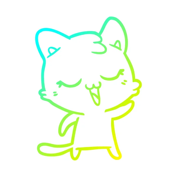 Línea de gradiente frío dibujo dibujos animados gato — Archivo Imágenes Vectoriales