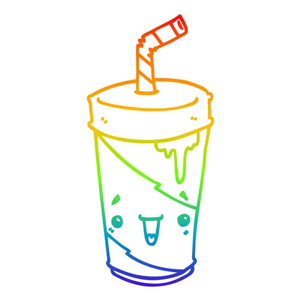 Regenboog gradiënt lijntekening cute cartoon soda — Stockvector