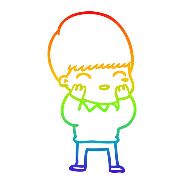 Rainbow gradient ligne dessin heureux dessin animé garçon — Image vectorielle