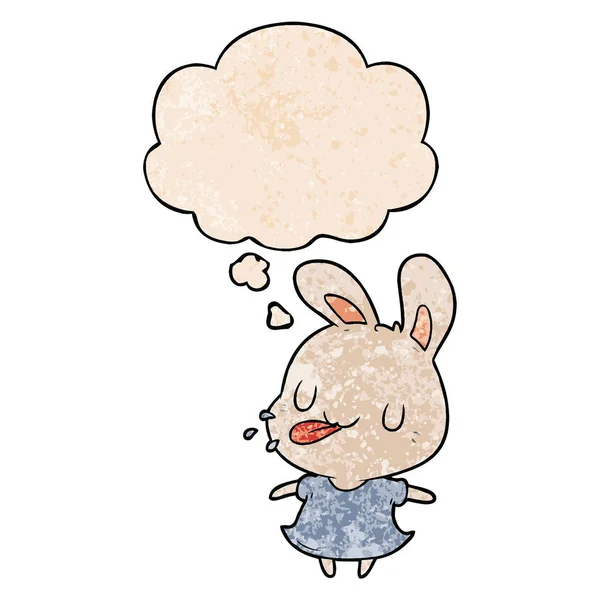Karikatür tavşan ve grunge doku desen stil düşünce balonu — Stok Vektör