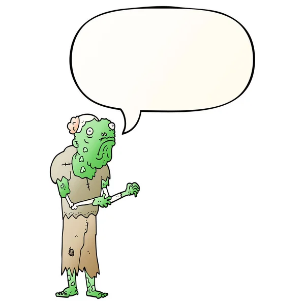 Zombie dessin animé et bulle de parole dans un style de dégradé lisse — Image vectorielle