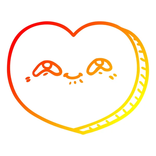 Línea de gradiente caliente dibujo dibujos animados amor corazón — Vector de stock