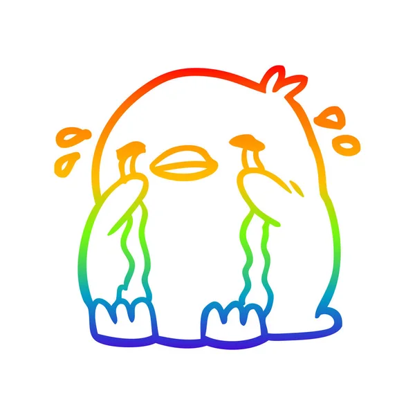 Regenboog gradiënt lijntekening huilen vogel — Stockvector