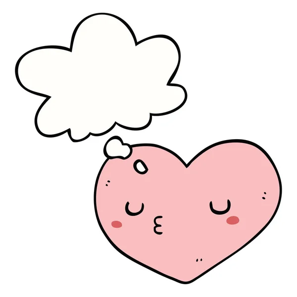 Cartoon love heart and thought bubble — Stock Vector